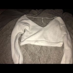 White fuzzy cropped top